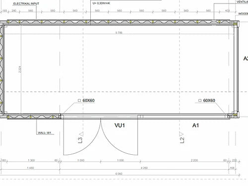 MONOLOCALE CABINA 13,7 M2