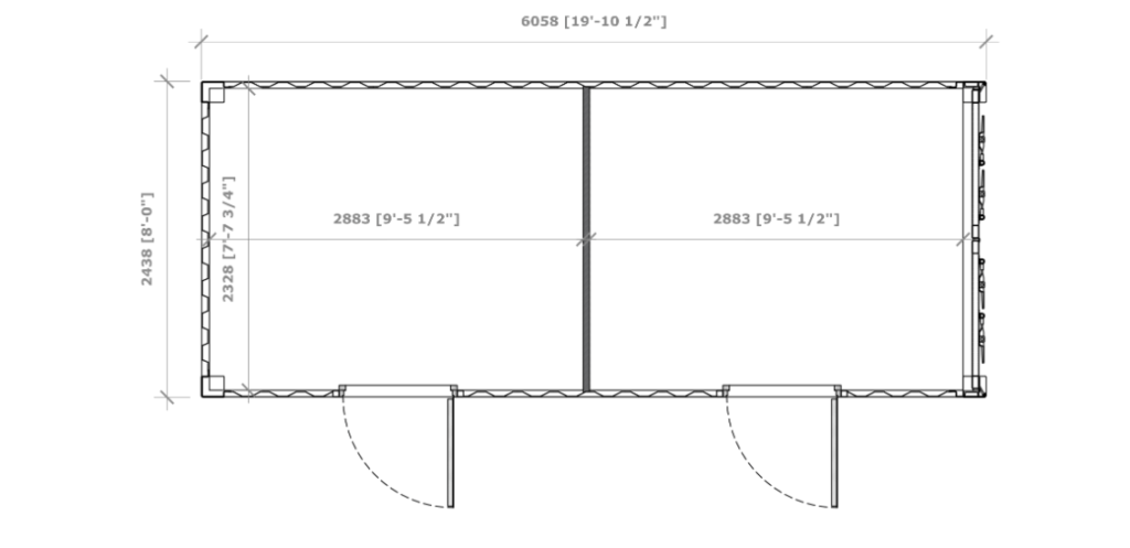 Container da 20 piedi con 2 porte